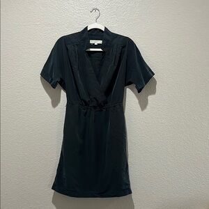 LOFT women’s Elegant Black Wrap Dress Midi Short Sleeve Size 2 with‎ out Belt
